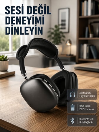 Bluetooth 5.0 Kulak Üstü Kulaklık – Gürültü Engelleme, Uzamsal Ses, Hızlı Şarj - Lisinya