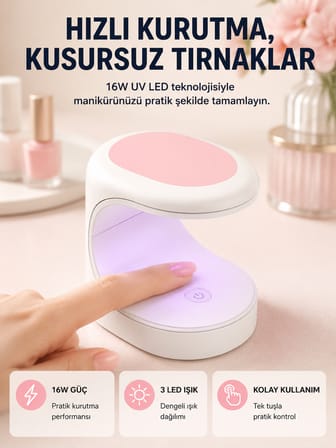 Mini Oje Kurutma Cihazı 16W LED UV Hızlı Kurutma Taşınabilir Kompakt Yeni Nesil - Lisinya
