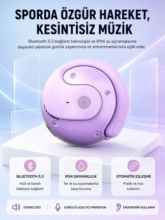 S05 Kablosuz Kulaklık Bluetooth 5.3 IPX4 Su Geçirmez Stereo Ses Otomatik Bağlantı Yeni Nesil - Lisin