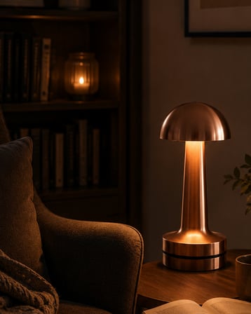 Dokunmatik Mantar Gece Lambası Bronz LED Masa Aydınlatması - Lisinya