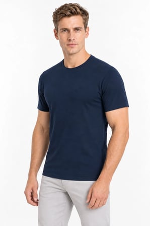 Loule Erkek Pamuk Modal Bisiklet Yaka Kısa Kollu Atlet Fanila 2'li Beyaz + Lacivert