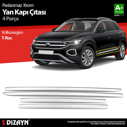 S-Dizayn VW T-Roc Krom Yan Kapı Çıtası 4 Prç. 2017-2021 A+ Kalite