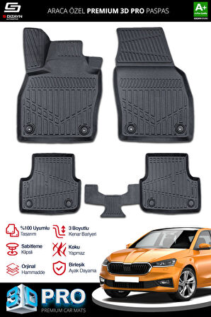 S-Dizayn Skoda Fabia 4 3D Pro Havuzlu Paspas 2021 Üzeri A+ Kalite
