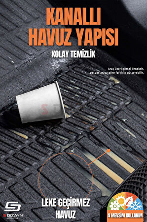 S-Dizayn Toyota Auris 3D Pro Havuzlu Paspas 2013-2020 A+ Kalite