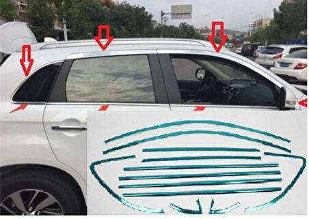 Mitsubishi Outlander Uyumlu 2008 Sonrası Cam Çerçevesi Krom
