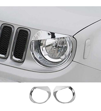 Jeep Renegade Uyumlu 2014 2017 Ön Far Kaplama ABS(Plastik) Krom