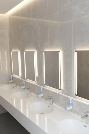 Hilal Kimya Merkezi Depolu 10 Lt 3 Musluklu Butonlu Sıvı Sabunluk Sistemi– Okul, Cami ve Toplu Kullanım İçin - Mavi