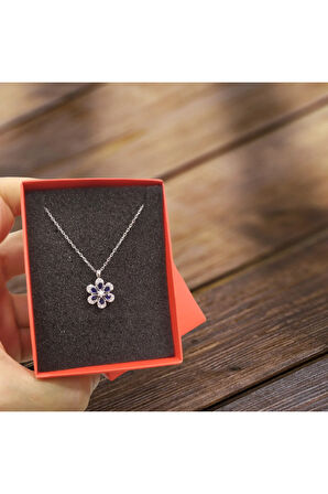 Modahilye - 925 Ayar Orjinal Gümüş Lotus Çiçeği Kolye