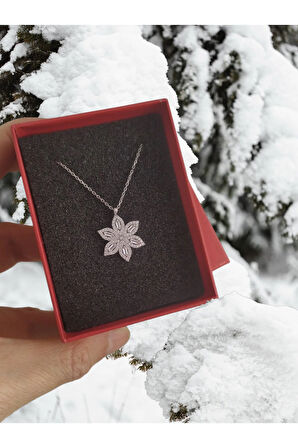 Modahilye 925 Ayar Gümüş Lotus Çiçeği Baget Taşlı Tasarım Kolye