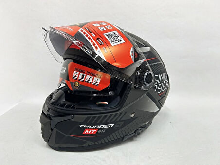 MT Thunder 4sv Luminence D1 Şefaf Vizörlü Kask Mat Renk - İç Güneş Vizörlü M