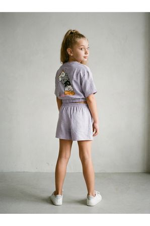 LUI Kids Kız Çocuk Premium Krinkıl Viskon Alt - Üst Takım - Lavanta