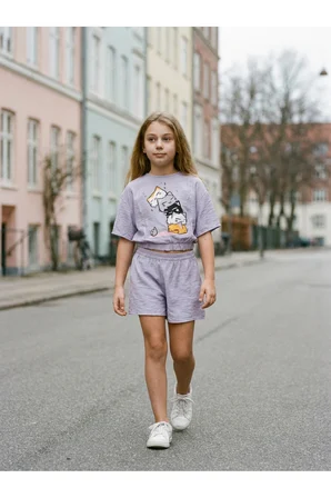 LUI Kids Kız Çocuk Premium Krinkıl Viskon Alt - Üst Takım - Lavanta
