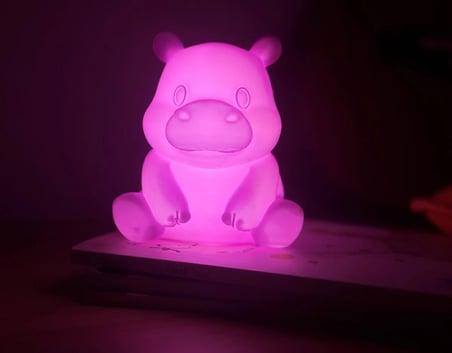 Sevimli Hipopotam Çocuk Gece Lambası USB 5V LED-Dekoratif Hayvan Figürlü Çocuk Lambası