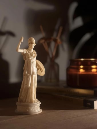 Athena Heykeli Aydınlatmalı Dekoratif Mitolojik Biblo-Antik Tanrıça Figürü, Klasik Sanat Ev Dekoru, Hediyelik