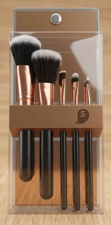 Profesyonel Makyaj Fırçası Seti 5 li Rose Gold ve Siyah Tasarım