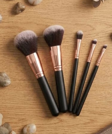 Profesyonel Makyaj Fırçası Seti 5 li Rose Gold ve Siyah Tasarım