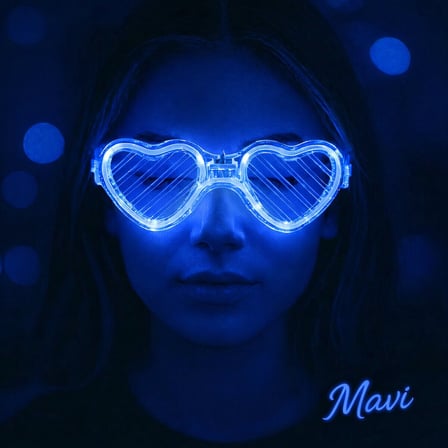 Kalp Şekilli LED Parti Gözlüğü, Mavi, 3 Mod - LUNAEV