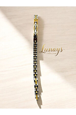 Paslanmaz Çelik Rolex Model Örgü Zincir Erkek Gümüş Gold Renk