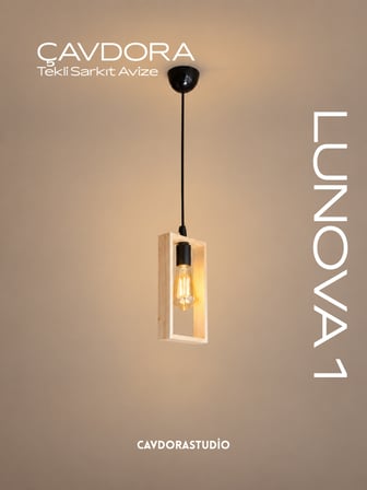 Ahşap Tekli Sarkıt Avize - LUNOVA1