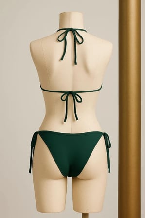 Kadın Yeşil Yandan ve Boyundan Bağlamalı Bikini Mayo Takımı – Modern, Konforlu ve Günlük Kombinlere 