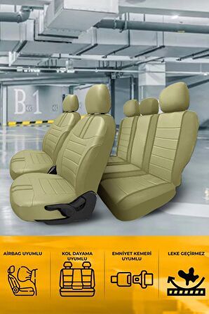 TeginLuxe Deri Modüler Koltuk Kılıfı Takımı Bej Bej