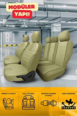 Bmw 3 Serisi E90 Sedan 2005-2012 Aracınıza Uyumlu Koltuk Kılıfı Luxe Deri Bej
