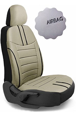 Opel Astra H Kasa / Hatchback 2005-2010 Aracınıza Uyumlu Koltuk Kılıfı Luxe Deri Bej Siyah