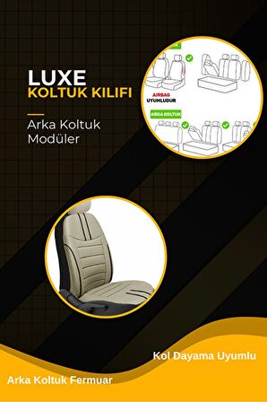 Opel Corsa E Kasa / Hatchback 2015-2019 Aracınıza Uyumlu Koltuk Kılıfı Luxe Deri Bej Siyah