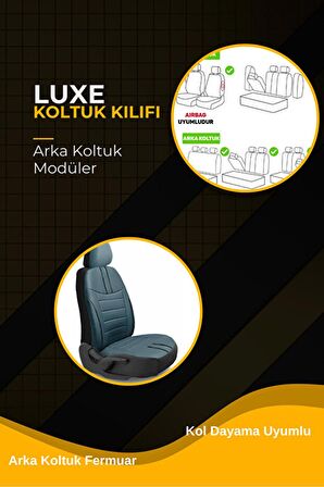 Opel Corsa D Kasa / Hatchback 2007-2014 Aracınıza Uyumlu Koltuk Kılıfı Luxe Deri B. Mavisi