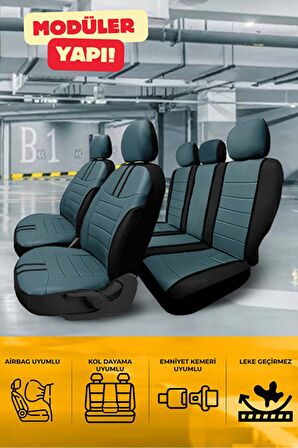 Dacia Duster Suv 2007-2012 Aracınıza Uyumlu Koltuk Kılıfı Luxe Deri B. Mavisi
