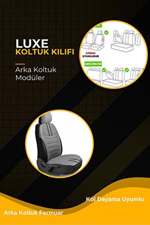Toyota Avensis Sedan 2015 Aracınıza Uyumlu Koltuk Kılıfı Luxe Deri Füme
