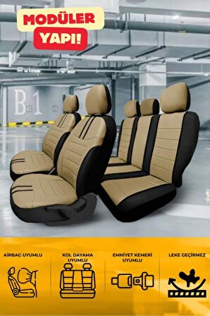 Wolkswagen Golf - 6 Conforline-hidline Hatchback Aracınıza Uyumlu Koltuk Kılıfı Bakü Serisi Koyu Bej