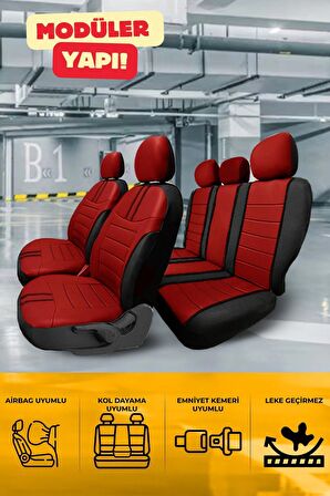 Alfa Romeo Spider Sport Deri Koltuk Kılıfı Takımı Kırmızı Siyah