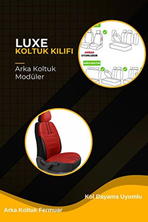 Citroen C4 - Cactus Hatchback 2016-2019 Aracınıza Uyumlu Koltuk Kılıfı Luxe Deri Kırmızı