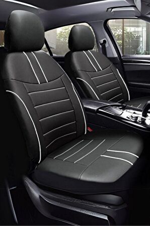 Opel Vectra C Kasa / Sedan 2004-2008 Aracınıza Uyumlu Koltuk Kılıfı Luxe Deri Siyah Beyaz
