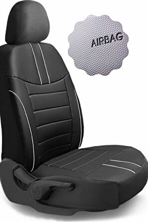 Dacia Dokker Hafif Ticari 2016-2021 Aracınıza Uyumlu Koltuk Kılıfı Luxe Deri Siyah Beyaz