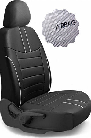 Honda Civic Sedan 2012-2015 Aracınıza Uyumlu Koltuk Kılıfı Luxe Deri Siyah Beyaz