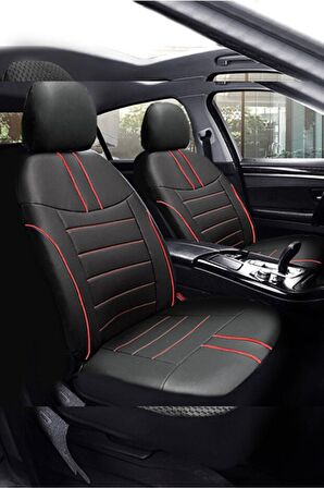 Skoda Rapid Sedan - Hatchback 2012 Aracınıza Uyumlu Koltuk Kılıfı Luxe Deri Siyah Kırmızı