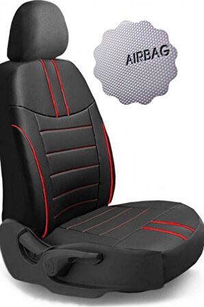 Wolkswagen Golf - 6 Tridline Hatchback Aracınıza Uyumlu Koltuk Kılıfı Luxe Deri Siyah Kırmızı