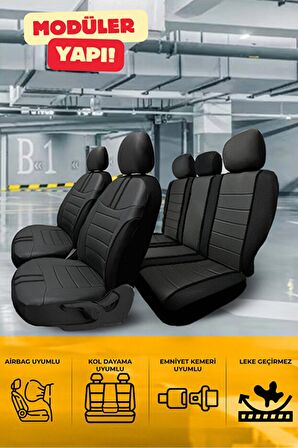 Wolkswagen Golf - 7 Tridline Hatchback 2013-2020 Aracınıza Uyumlu Koltuk Kılıfı Luxe Serisi Siyah