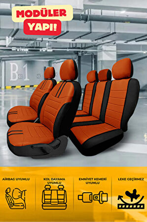 Renault Talisman Sedan 2016 Aracınıza Uyumlu Koltuk Kılıfı Luxe Deri Turuncu