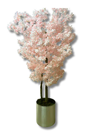 Japon Çiçeği Lüx Pembe Bahar Dalı 180 Cm Yapay Ağaç 30x30 Metal Saksı
