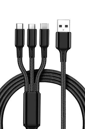 3 In 1 Hızlı Şarj Özellikli Sağlam Kaliteli Şaj Kablosu Lightning Type C Micro