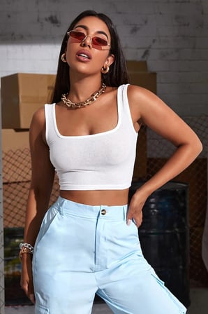 Love Atelier Kadın Beyaz Kalın Askılı Crop Top Büstiyer
