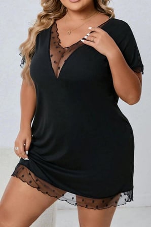 Love Atelier Kadın Siyah Büyük Beden Gecelik