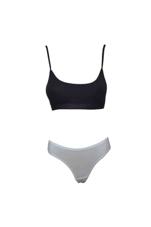 Love Atelier Pedli İp Askılı Yarım Atlet Büstiyer Külot Takım Siyah Beyaz