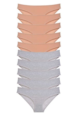Love Atelier 10 adet Süper Eko Set Likralı Kadın Slip Külot Ten Gri