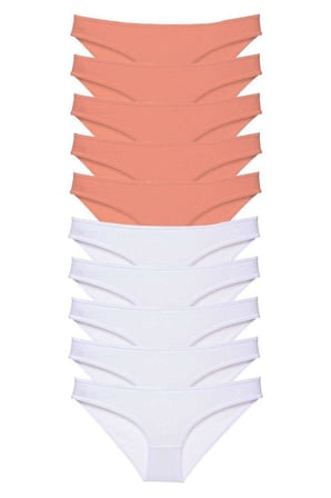 Love Atelier 10 adet Eko Set Likralı Kadın Slip Külot Pudra Beyaz