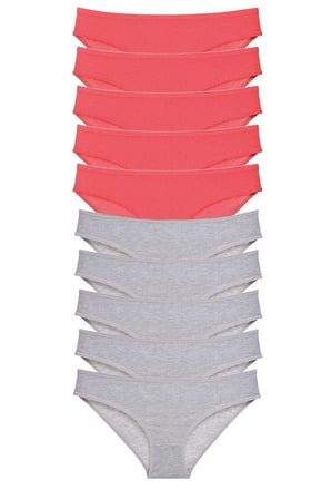 Love Atelier 10 adet Süper Eko Set Likralı Kadın Slip Külot Fuşya Gri