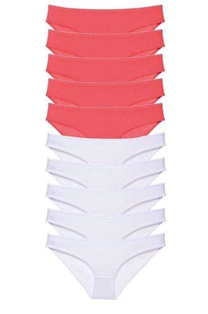Love Atelier 10 adet Eko Set Likralı Kadın Slip Külot Fuşya Beyaz